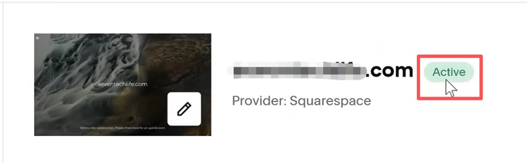 Squarespace:验证后域名状态变为 Active