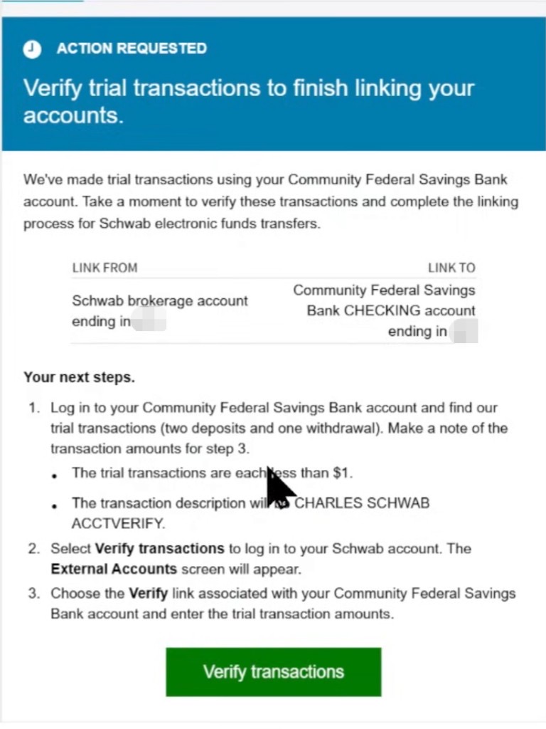 嘉信邮件:Verify trial transactions,核对试存后点 Verify transactions
